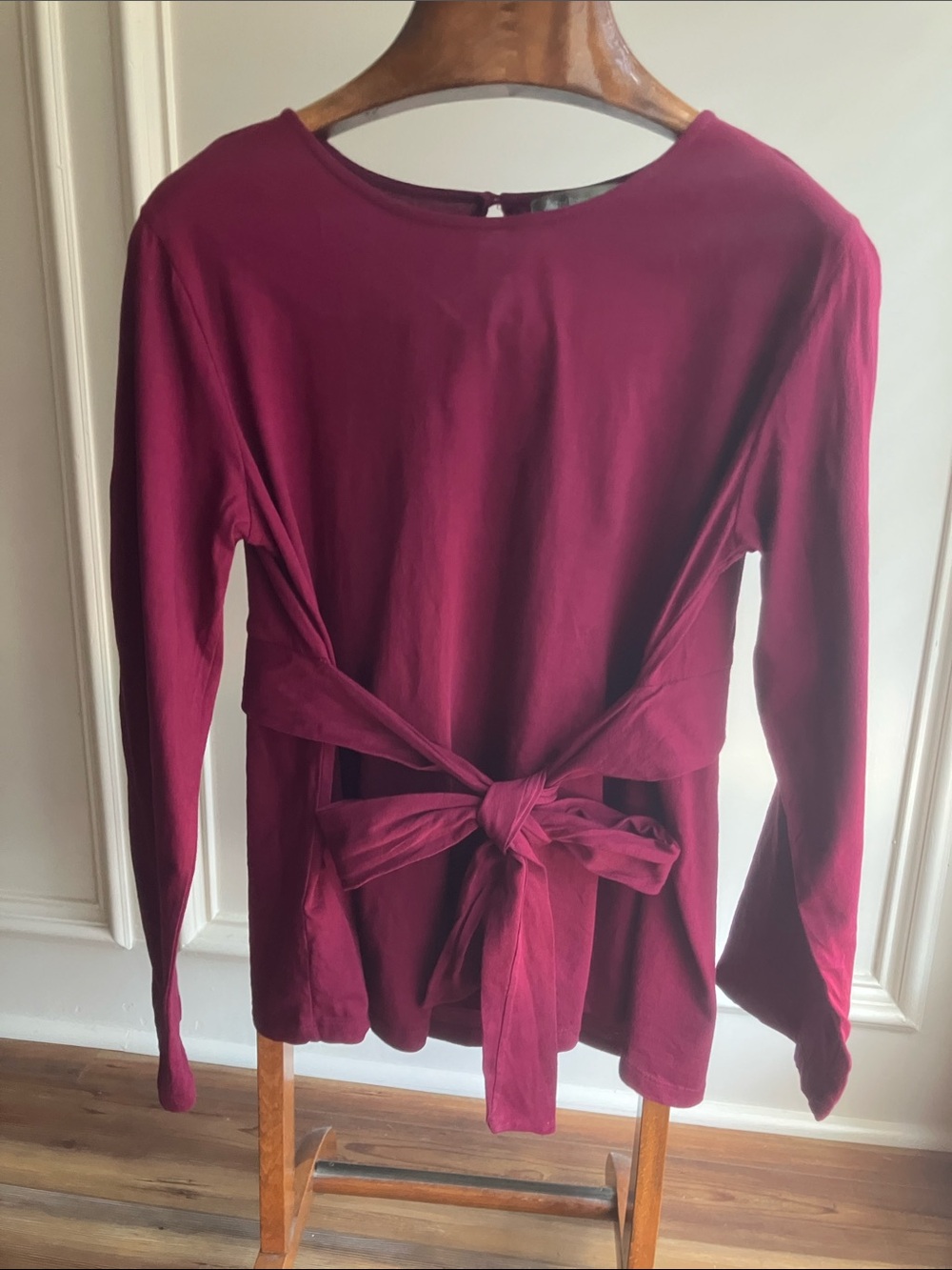 The Royal Standard Burgundy Tie Waist Long Sleeve Top Size M